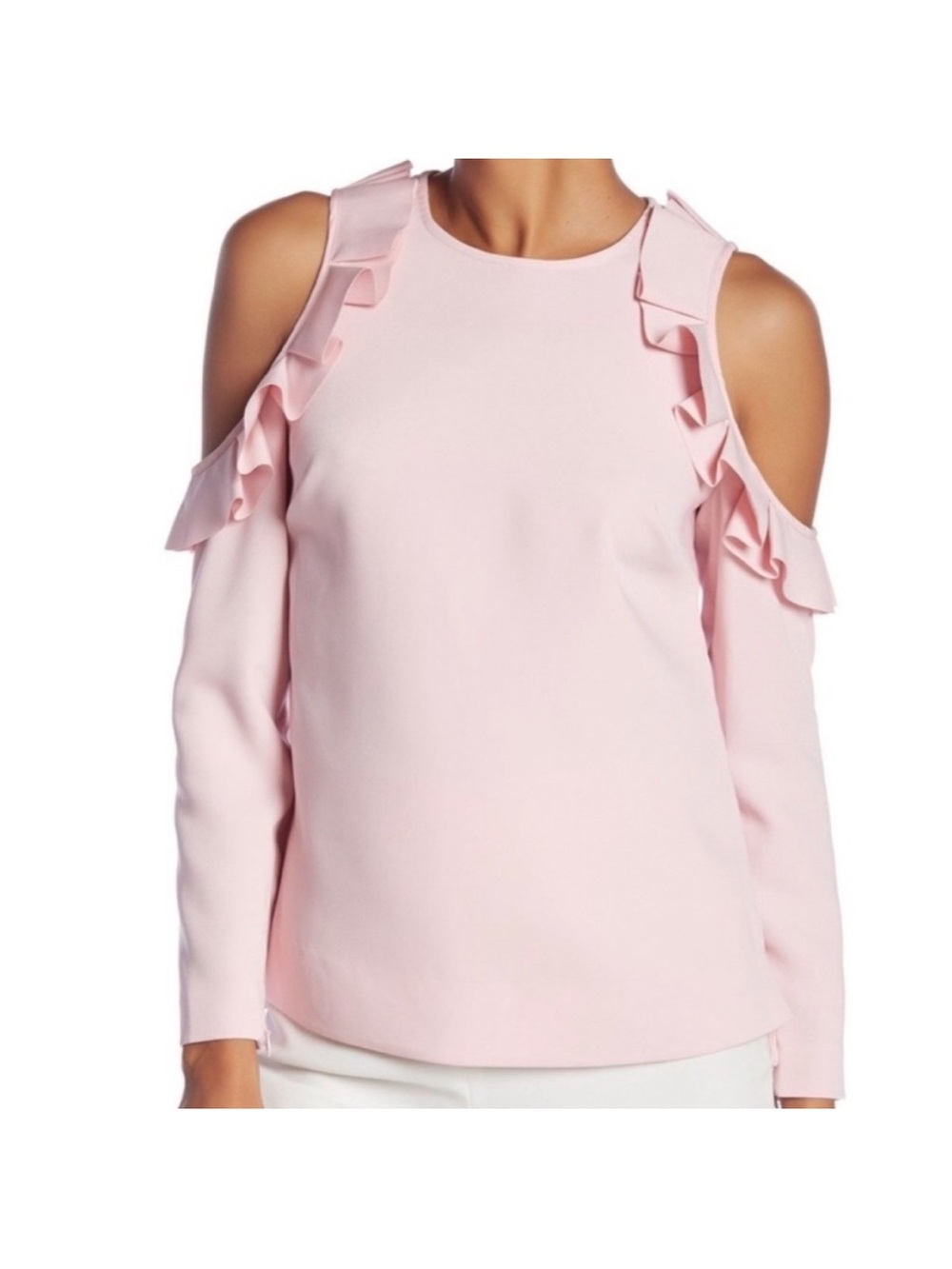 Ted Baker London Pink Cold-Shoulder Ruffle Blouse